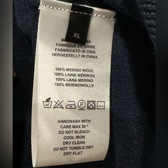 Paul Smith merino wool sweater 3/4 half zip navy blue size xl - Picture 5 of 8